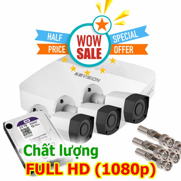 Bộ 3 camera KBVISION 2.0MP